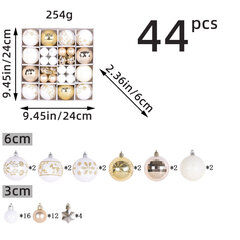 Joulupallot 44 kpl/laatikko Joulukuusikoristeet laatikoissa Joulukuusikoristeet Jouluriipukset lahjat Valkokulta hinta ja tiedot | Koristeet ja tarrat | hobbyhall.fi