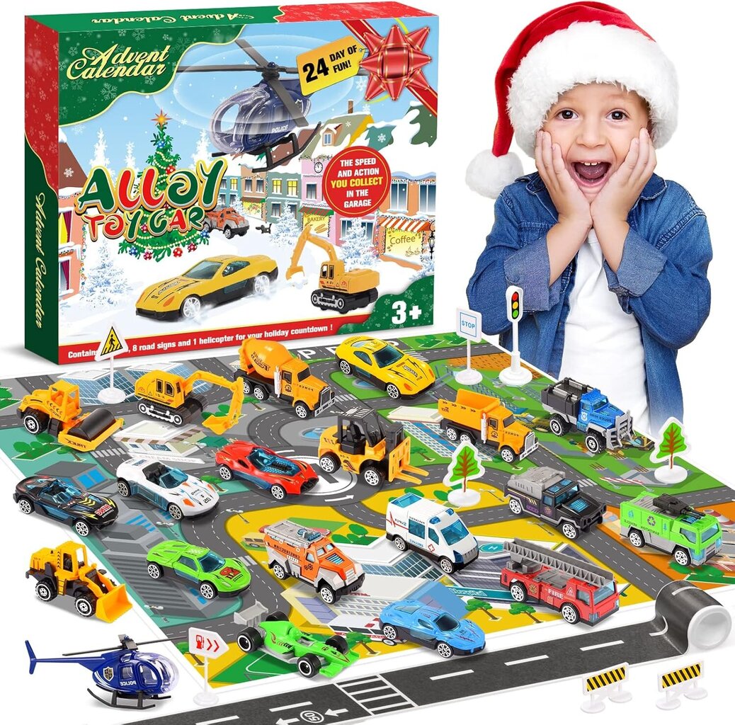 Adventtikalenteri 2024, lasten auto, leluja, pieniä lahjoja hinta ja tiedot | Juhlakoristeet | hobbyhall.fi