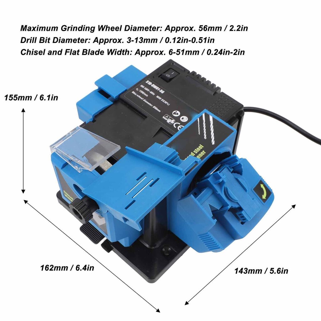 96 W:n sähköporanteroitin Monitoiminen yleisteroitin veitsille taltta-saksihiontaan US-pistoke 110-120V hinta ja tiedot | Akkuporakoneet ja ruuvinvääntimet | hobbyhall.fi