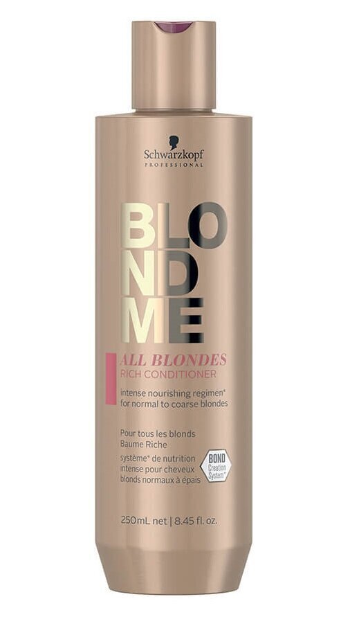 Hoitoaine vaalennetuille hiuksille Schwarzkopf Blond Me All Blondes Rich Conditioner 250ml hinta ja tiedot | Hoitoaineet | hobbyhall.fi