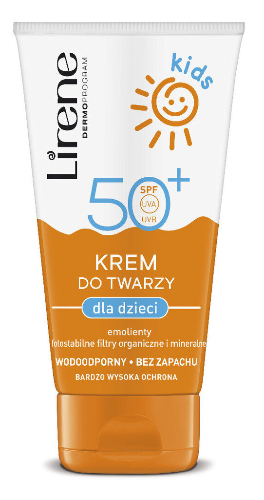 Lasten aurinkosuojavoide LIRENE SPF50 kasvoille 50 ml hinta ja tiedot | Aurinkovoiteet | hobbyhall.fi