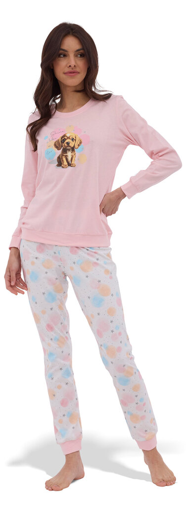 Naisten pyjama CORNETTE STAR 671/376, puuvilla, vaaleanpunainen, koira, hinta ja tiedot | Yöasut ja pyjamat | hobbyhall.fi