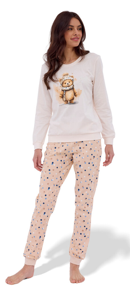 Naisten pyjama CORNETTE SWEET BEAR 671/377, puuvillaa, beige hinta ja tiedot | Yöasut ja pyjamat | hobbyhall.fi