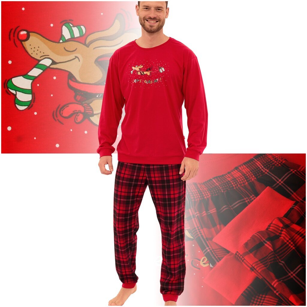 Miesten joulupyjama CORNETTE 115/255, puuvilla, punainen hinta ja tiedot | Miesten kylpytakit ja pyjamat | hobbyhall.fi