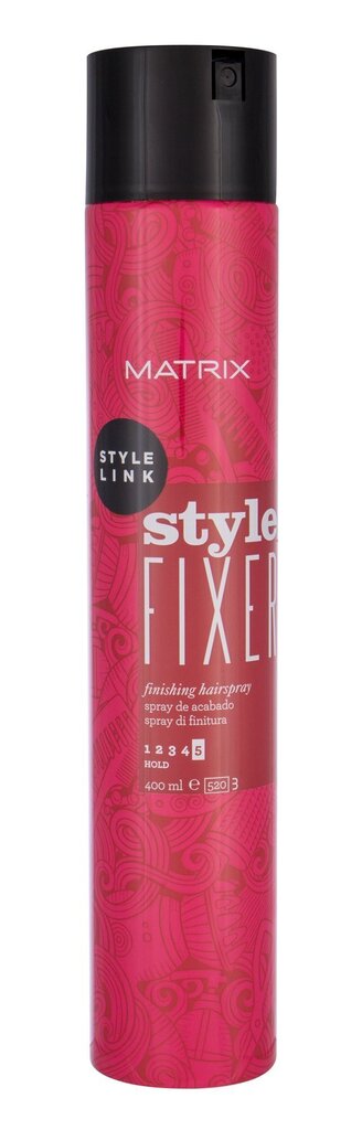 Erittäin vahvasti kiinnittyvä hiuslakka Matrix Style Link Style Fixer Finishing Hairspray (5) 400ml hinta ja tiedot | Kampaamotuotteet | hobbyhall.fi