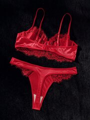 Contrast Lace Underwire Alusvaatteet Set·Red·S hinta ja tiedot | Naisten alushousut | hobbyhall.fi