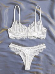 Contrast Lace Underwire Alusvaatteet Set·White·L hinta ja tiedot | Naisten alushousut | hobbyhall.fi