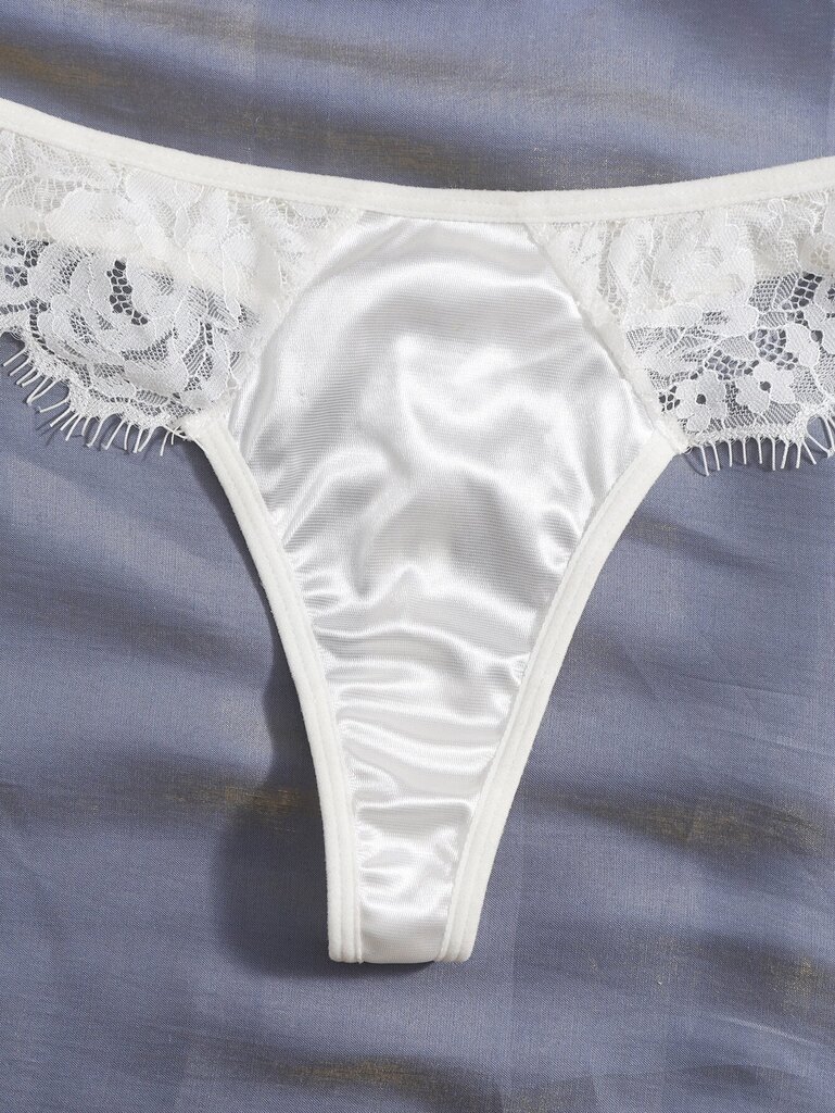 Contrast Lace Underwire Alusvaatteet Set·White·M hinta ja tiedot | Naisten alushousut | hobbyhall.fi