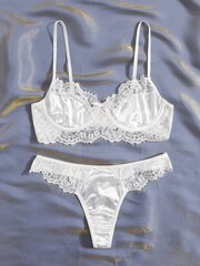 Contrast Lace Underwire Alusvaatteet Set·White·S hinta ja tiedot | Naisten alushousut | hobbyhall.fi