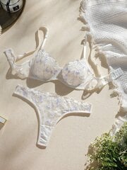 Klassinen seksikäs kukkakirjonta mesh Underwire alusasusetti·White·S hinta ja tiedot | Naisten alushousut | hobbyhall.fi