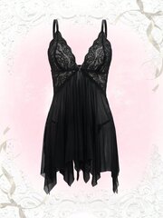 Kawaii Contrast Lace Epäsymmetrinen Helma Slips Thong·Black·L hinta ja tiedot | Naisten alushousut | hobbyhall.fi