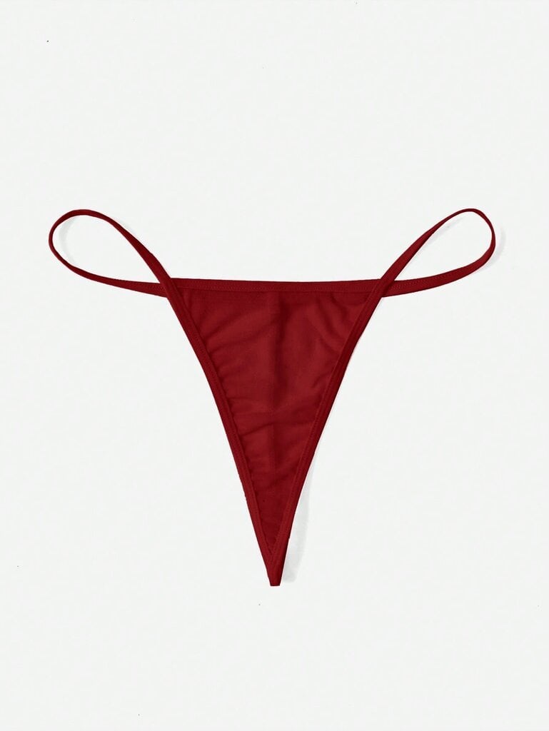 Kawaii Contrast Lace Epäsymmetrinen Helma Slips Thong·Burgundy·L hinta ja tiedot | Naisten alushousut | hobbyhall.fi