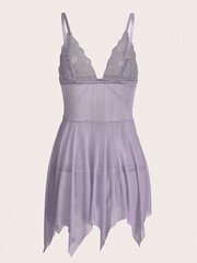 Kawaii Contrast Lace Epäsymmetrinen Helma Slips Thong·Lilac Purple·L hinta ja tiedot | Naisten alushousut | hobbyhall.fi