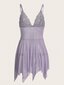 Kawaii Contrast Lace Epäsymmetrinen Helma Slips Thong·Lilac Purple·L hinta ja tiedot | Naisten alushousut | hobbyhall.fi