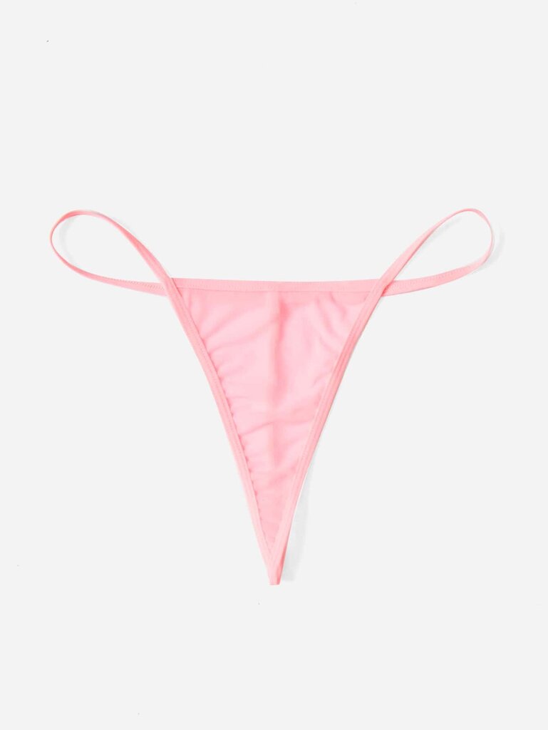 Kawaii Contrast Lace Epäsymmetrinen Helma Slips Thong·Pink·L hinta ja tiedot | Naisten alushousut | hobbyhall.fi