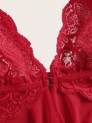 Kawaii Contrast Lace Epäsymmetrinen Helma Slips Thong·Red·M hinta ja tiedot | Naisten alushousut | hobbyhall.fi