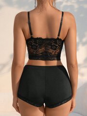 Klassinen Sexy Contrast Lace Alusvaatteet Set · Black·L hinta ja tiedot | Naisten alushousut | hobbyhall.fi