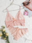 Floral Lace Scallop Trim Alusvaatteet Set · Coral Pink·L hinta ja tiedot | Naisten alushousut | hobbyhall.fi