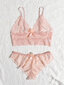 Floral Lace Scallop Trim Alusvaatteet Set · Coral Pink·M hinta ja tiedot | Naisten alushousut | hobbyhall.fi