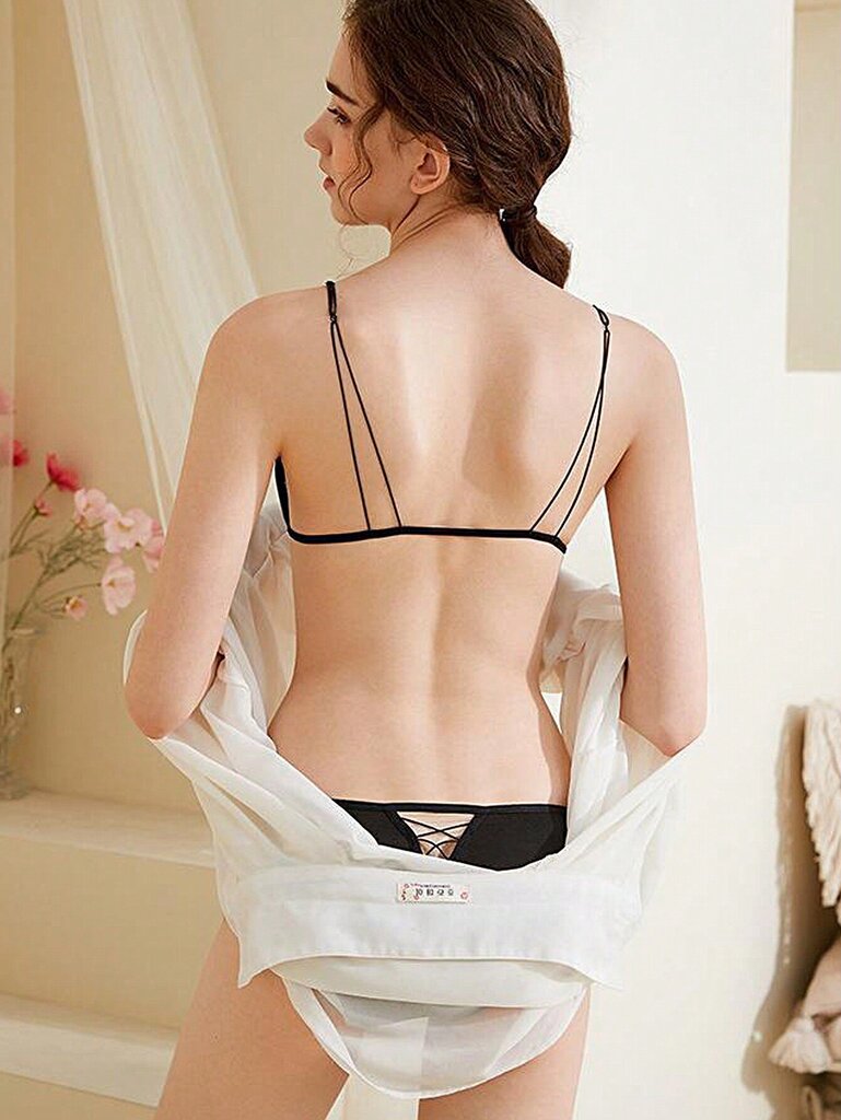 1kpl ranskalaistyylinen langaton kolmiokuppi Sexy backless bralette pienille rinnoille, edessä sulkeminen·musta·L hinta ja tiedot | Rintaliivit | hobbyhall.fi