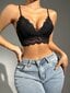 Floral Lace Scallop Trim Bralette·Black·L hinta ja tiedot | Rintaliivit | hobbyhall.fi