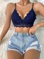 Floral Lace Scallop Trim Bralette·Navy Blue·S hinta ja tiedot | Rintaliivit | hobbyhall.fi