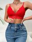 Floral Lace Scallop Trim Bralette·Red·S hinta ja tiedot | Rintaliivit | hobbyhall.fi