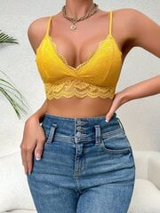 Floral Lace Scallop Trim Bralette·Yellow·S hinta ja tiedot | Rintaliivit | hobbyhall.fi