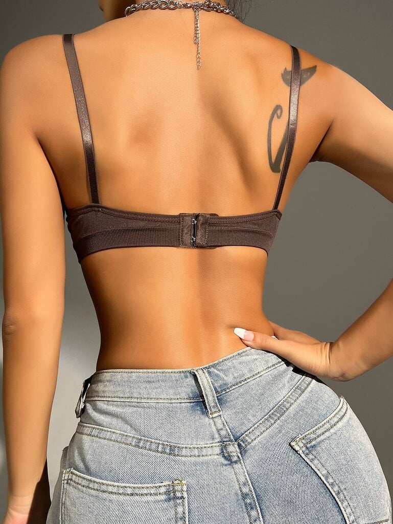 Solid Ruched Bralette·Coffee Brown·S hinta ja tiedot | Rintaliivit | hobbyhall.fi