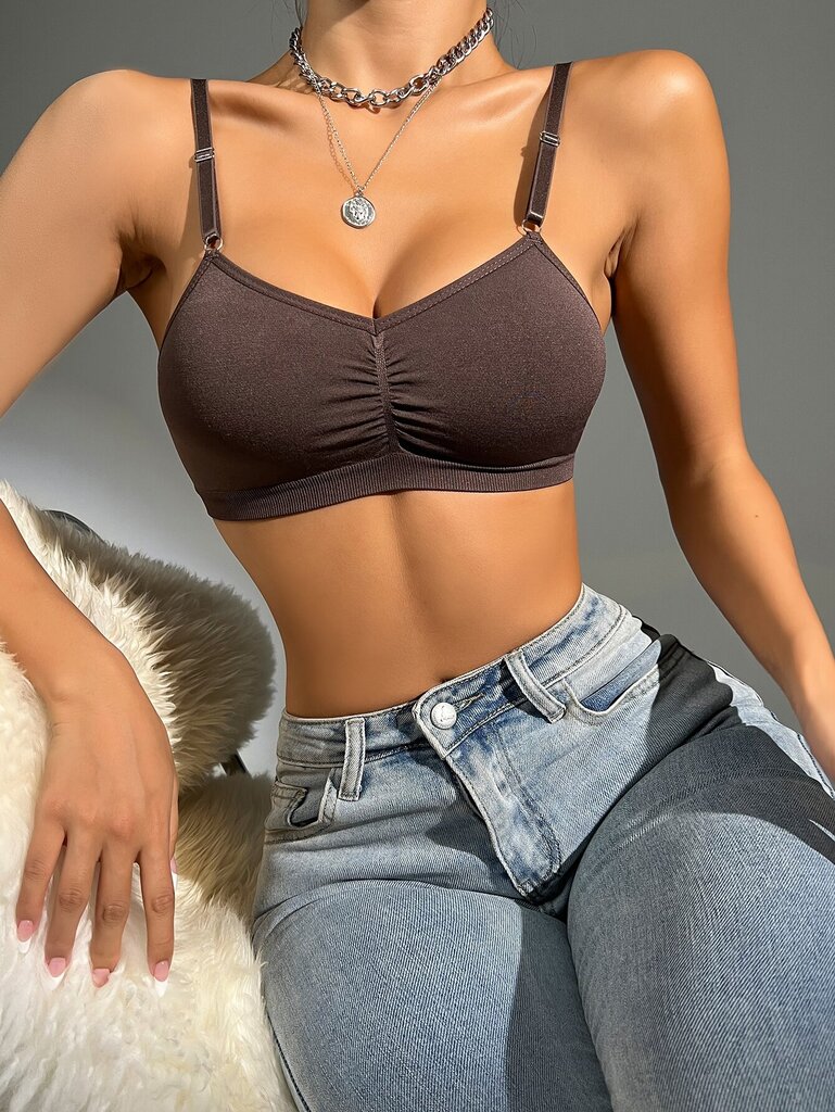 Kiinteä Ruched Bralette·Kahviruskea·XS hinta ja tiedot | Rintaliivit | hobbyhall.fi