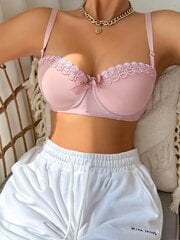 Contrast Lace Bow Front Bra Alusvaatteet·Pink·L hinta ja tiedot | Rintaliivit | hobbyhall.fi