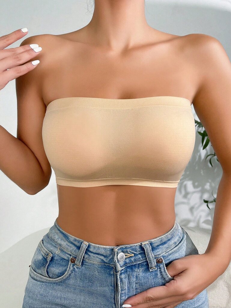 Solid Bandeau Bra·Apricot·L hinta ja tiedot | Rintaliivit | hobbyhall.fi