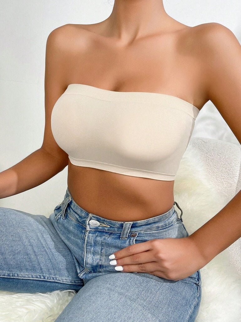 Solid Bandeau Bra·Khaki·L hinta ja tiedot | Rintaliivit | hobbyhall.fi