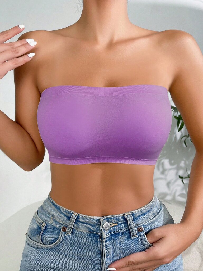 Solid Bandeau Bra·Purple·L hinta ja tiedot | Rintaliivit | hobbyhall.fi