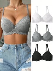 3kpl kukkapitsi Underwire-rintaliivit Alusvaatteet·Multicolor·75A hinta ja tiedot | Rintaliivit | hobbyhall.fi