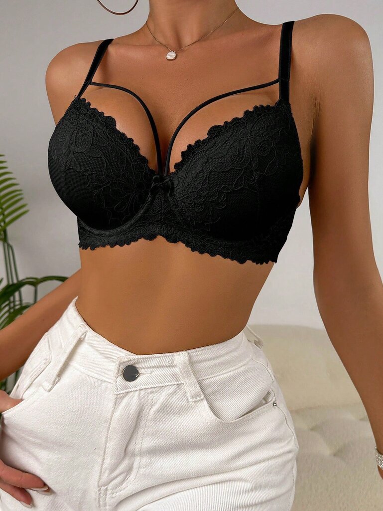 Floral Lace Valjaat Underwire Bra Alusvaatteet·Musta·75B hinta ja tiedot | Rintaliivit | hobbyhall.fi