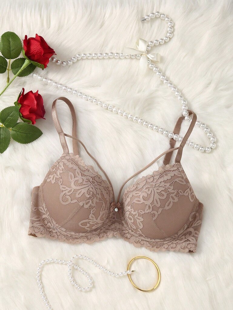 Floral Lace Valjaat Underwire Bra Alusvaatteet·Kahviruskea·70A hinta ja tiedot | Rintaliivit | hobbyhall.fi