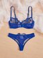 Embroidery Mesh Underwire Alusvaatteet Set·Blue·XL hinta ja tiedot | Rintaliivit | hobbyhall.fi