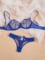 Embroidery Mesh Underwire Alusvaatteet Set·Blue·XL hinta ja tiedot | Rintaliivit | hobbyhall.fi