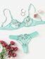 Embroidery Mesh Underwire Alusvaatteet Set·Green·M hinta ja tiedot | Rintaliivit | hobbyhall.fi