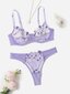 Embroidery Mesh Underwire Alusvaatteet Set·Lila Purple·L hinta ja tiedot | Rintaliivit | hobbyhall.fi