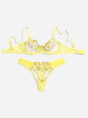 Embroidery Mesh Underwire Alusvaatteet Set·Lime Green·M hinta ja tiedot | Rintaliivit | hobbyhall.fi