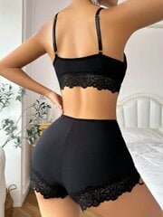 Contrast Lace Bra & Panty Set Alusvaatteet Set·Black·S hinta ja tiedot | Rintaliivit | hobbyhall.fi