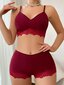 Contrast Lace Bra & Alushousut Set Alusvaatteet Set·Burgundy·L hinta ja tiedot | Rintaliivit | hobbyhall.fi