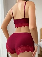 Contrast Lace Bra & Alushousut Set Alusvaatteet Set·Burgundy·S hinta ja tiedot | Rintaliivit | hobbyhall.fi