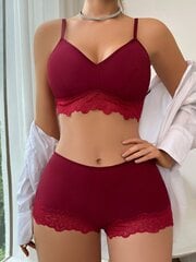 Contrast Lace Bra & Alushousut Set Alusvaatteet Set·Burgundy·S hinta ja tiedot | Rintaliivit | hobbyhall.fi