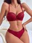 Floral Lace Underwire Alusvaatteet Set·Burgundy·L hinta ja tiedot | Rintaliivit | hobbyhall.fi