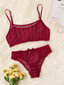 Polka Dot Mesh Frill Trim Alusvaatteet Set·Burgundy·XL hinta ja tiedot | Rintaliivit | hobbyhall.fi