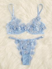 Applikoitu Lace Underwire Alusvaatteet Set Vauvan Sininen·L hinta ja tiedot | Rintaliivit | hobbyhall.fi