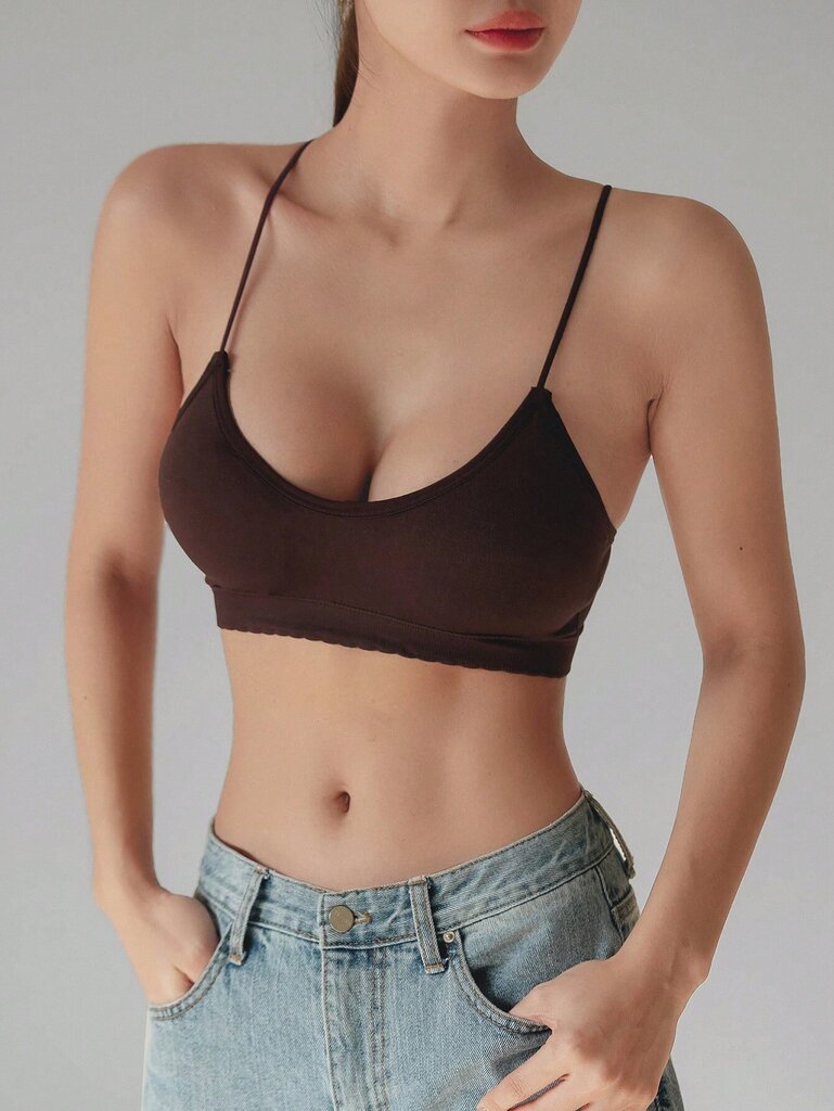 DAZY Solid Criss Cross Selkänojaton Bralette·Ruskea·yksi koko hinta ja tiedot | Rintaliivit | hobbyhall.fi